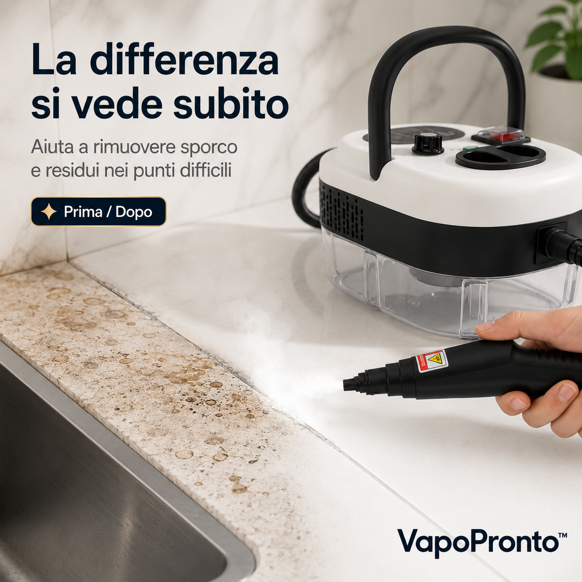 VapoPronto™ – Pulitore a Vapore Portatile Multiuso