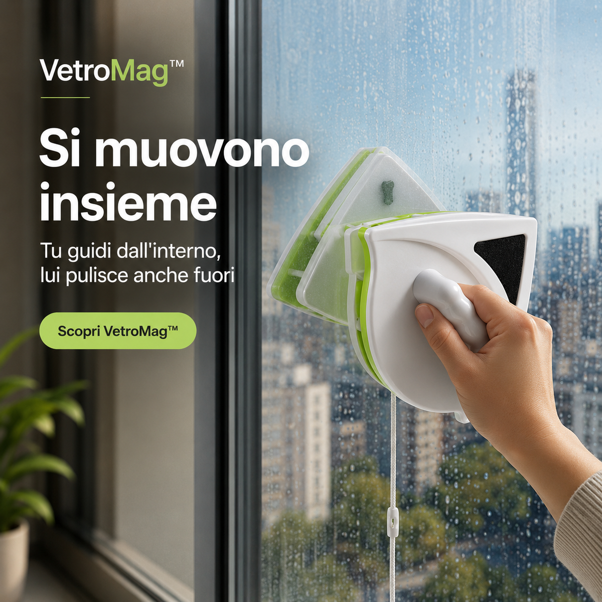 VetroMag™ – Lavavetri Magnetico a Doppia Pulizia