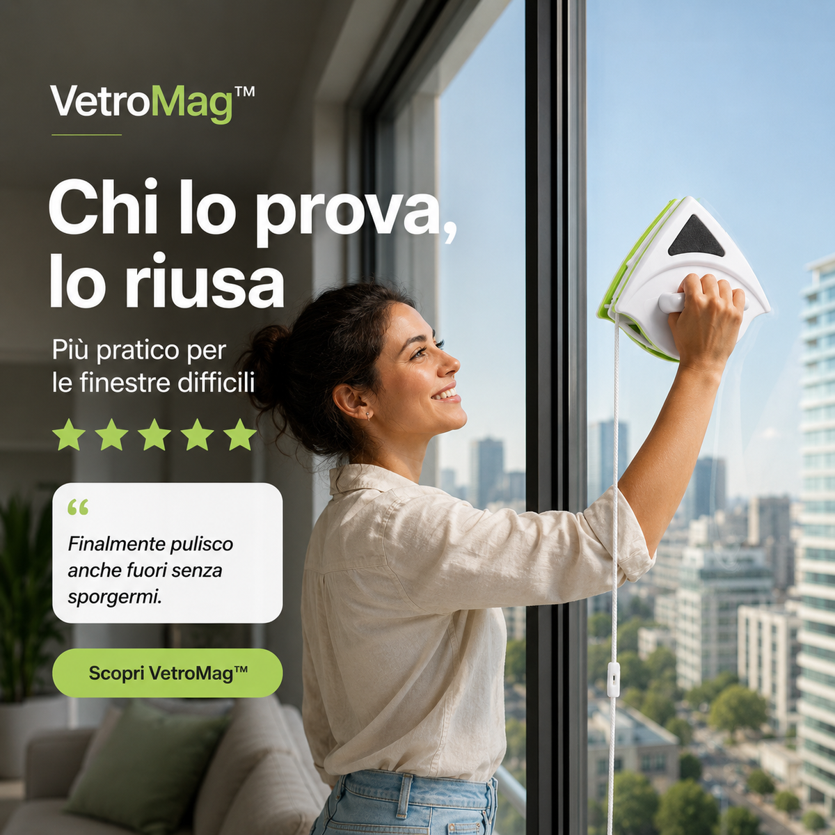 VetroMag™ – Lavavetri Magnetico a Doppia Pulizia