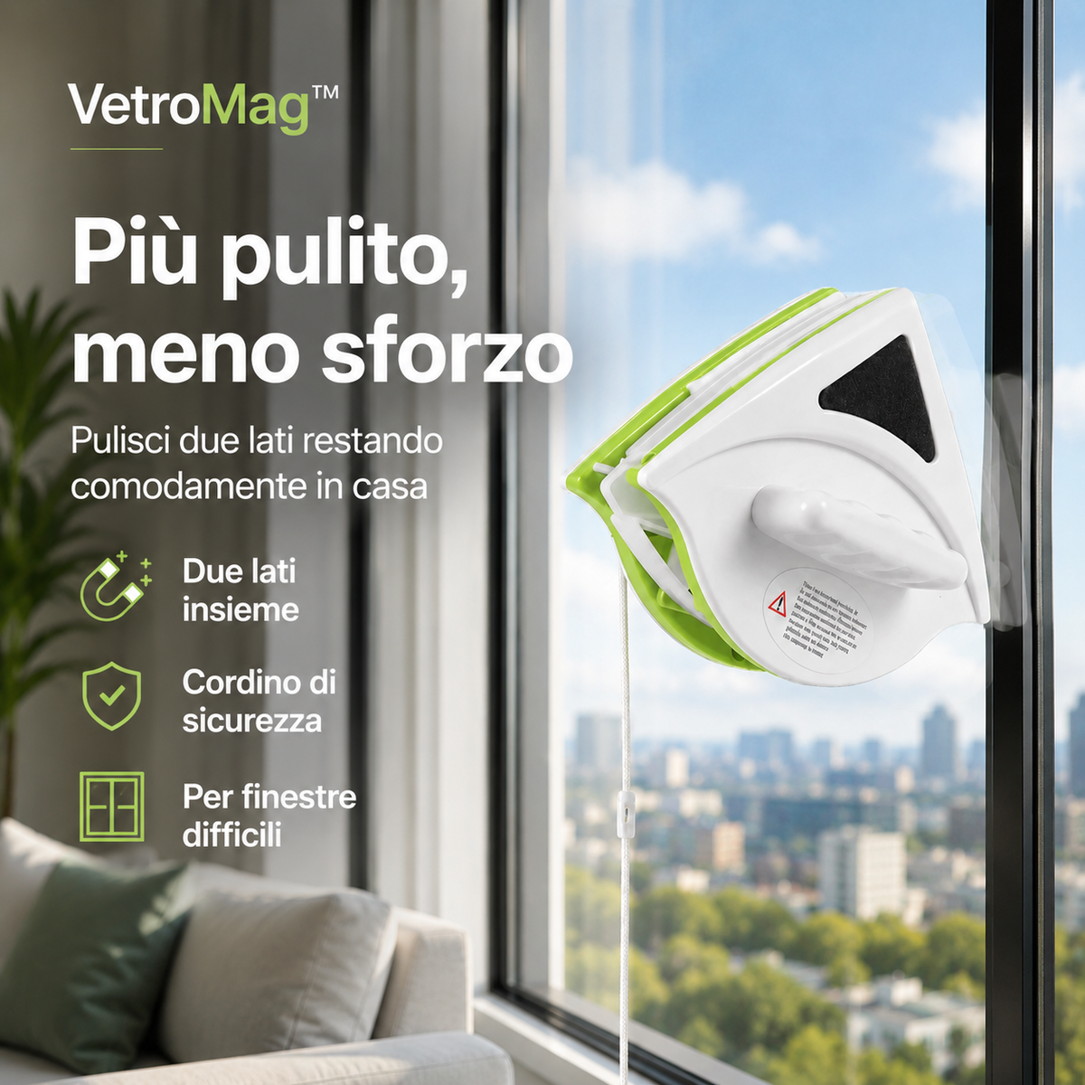 VetroMag™ – Lavavetri Magnetico a Doppia Pulizia