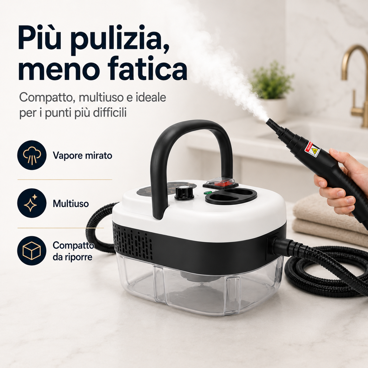 VapoPronto™ – Pulitore a Vapore Portatile Multiuso