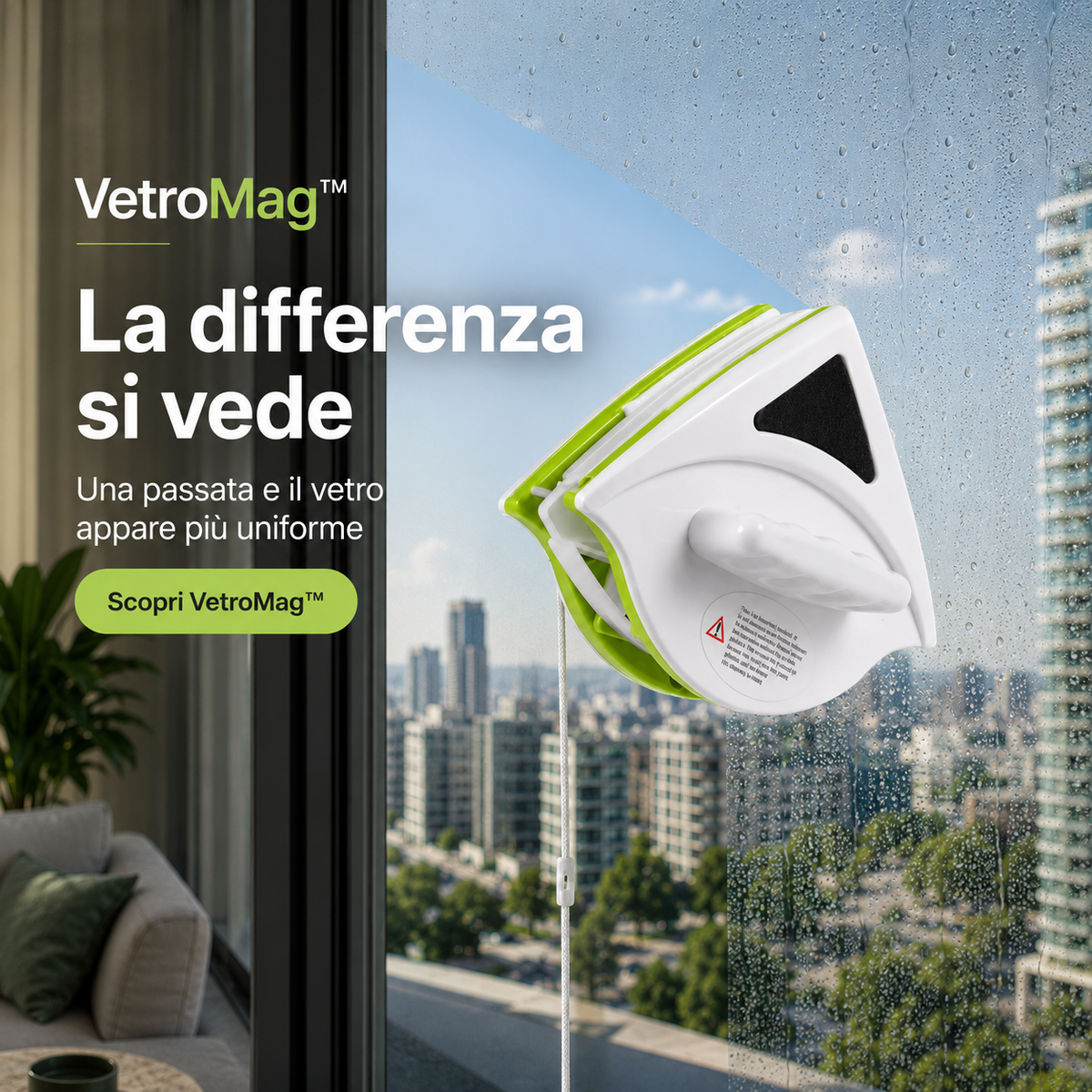 VetroMag™ – Lavavetri Magnetico a Doppia Pulizia