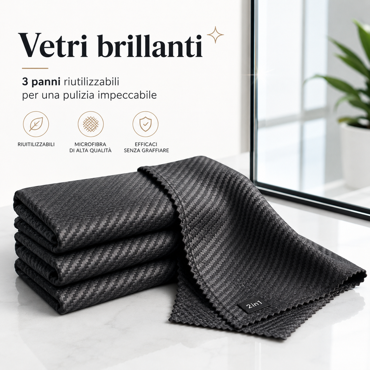 Panno 2 in 1 in Fibra di Carbonio – 3 Pezzi